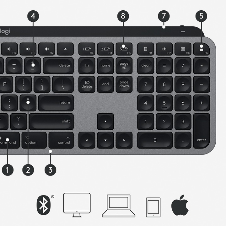 Produktbild Logitech MX Keys for Mac (Eng. Int., Kabellos)