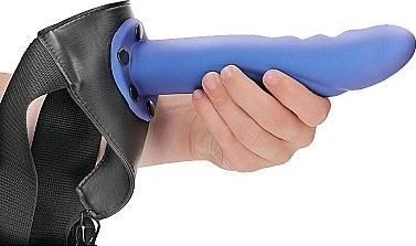 Image du produit Ouch! Textured Curved Hollow Strap-on - 8" / 20 cm - Met Blue