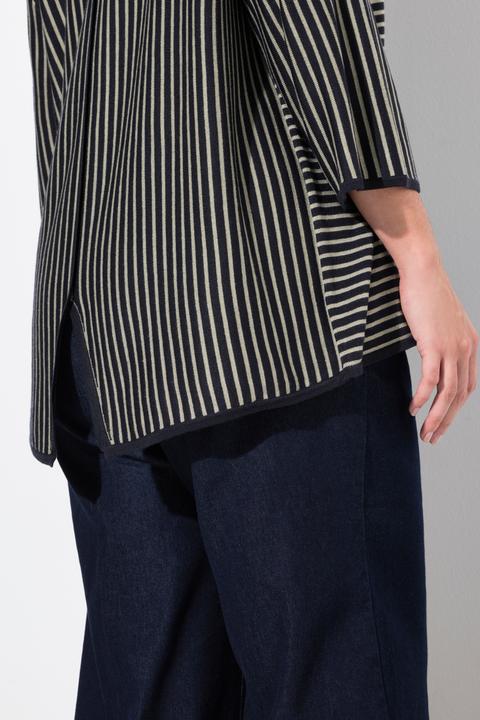 Immagine prodotto Ulla Popken Maglione dal taglio oversize con righe, scollo rotondo e maniche a 3/4 (58)