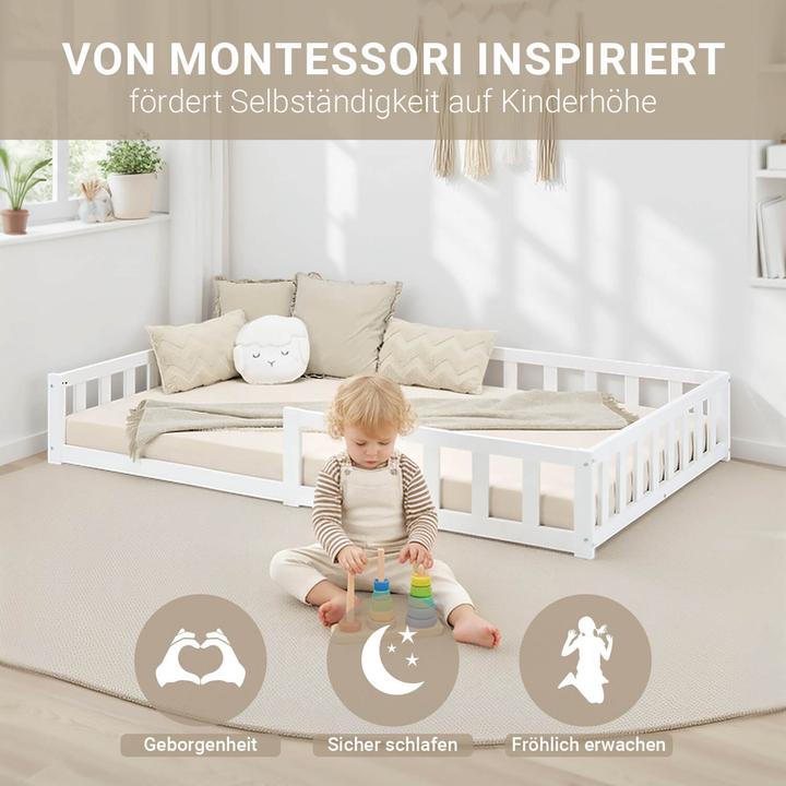 Immagine prodotto Homestyle4u Kinderbett mit Matratze & Lattenrost Rausfallschutz (120 x 200 cm)