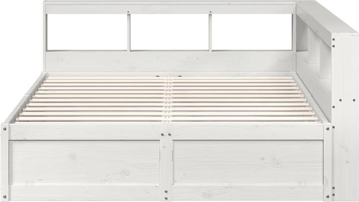 Produktbild vidaXL Massivholzbett mit Regal ohne Matratze Weiss 150x200 cm Kiefer (150 x 200 cm)