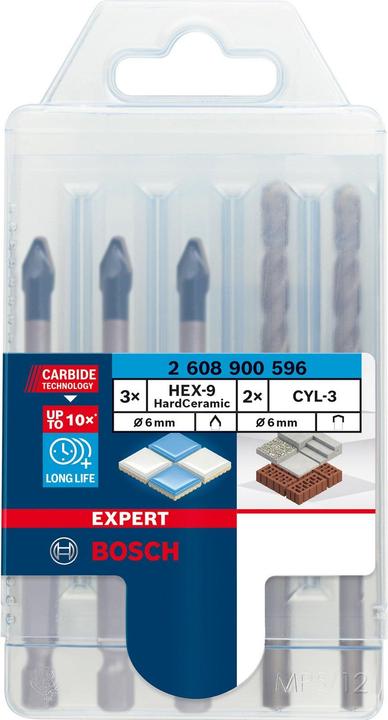 Produktbild Bosch Professional Zubehör EXPERT HEX-9 HardCeramic Bohrer Mixed Set, 6 mm, 5-tlg. (6 Millimeter)