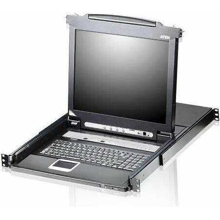 Aten CL5708N 1U Schwarz Tastatur/Video/Maus (KVM)-Switch, KVM Switch, Schwarz
