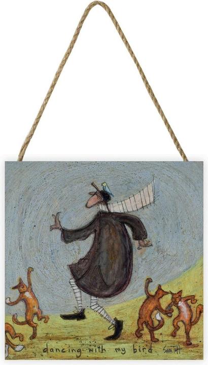 Actual product image Sam Toft Dancing With My Bird Wooden Chalkboard (20 x 20 x 2.7 cm)