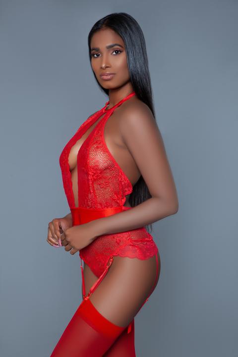 Produktbild Be Wicked Ophelia StrapsBodysuit aus Spitze Rot (S)