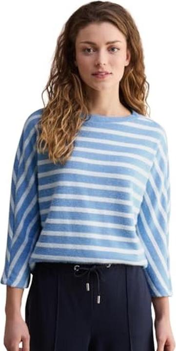 Actual product image Cecil Striped Boat Neck Three-Quarter Sleeve Shirt with Elastic Hem (XL)