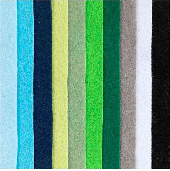 Immagine prodotto Creativ Company Bastelfilz 10 Stück, Sortiert, Blau-Grün, Detailfarbe