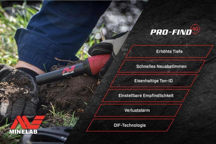 Produktbild Minelab - Wasserdichter Pinpointer Metalldetektor für Experten mit Ton-ID und Einstellbarer Empfindl