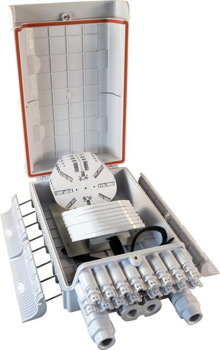 Actual product image EFB Elektronik FTTH IP65 junction box for 96 fibres and fibre overlength adapter Application: Optical