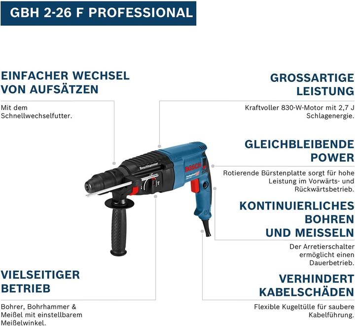 Produktbild Bosch Professional Bohrhammer mit SDS plus GBH 2-26 F, Handwerkerkoffer