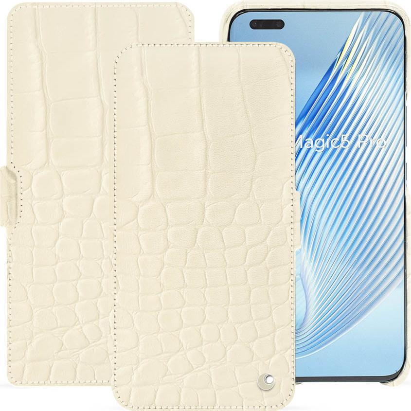 Noreve Lederschutzhülle horizontal (Honor Magic5 Pro), Smartphone Hülle, Beige