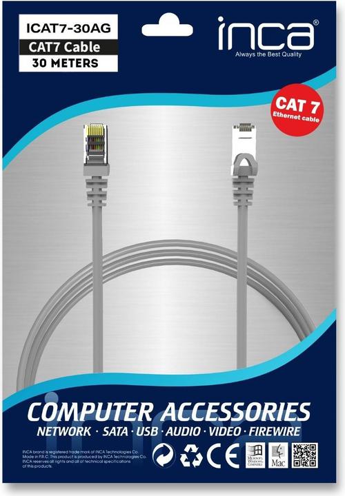 Productafbeelding Inca Ethernetkabel ICAT7-30AG CAT7-Kabel 30M (S/FTP, CAT7, 30 m)