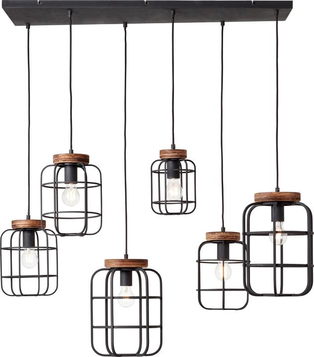 Produktbild Brilliant Gwen Pendelleuchte 6flg schwarz stahl/holz (E27)
