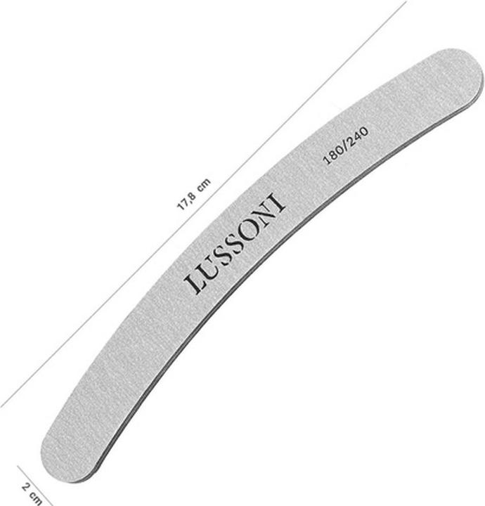 Actual product image Tools for Beauty T4B Lussoni Zebra Banana Files Curved Nail File 180/240 Grit for Artificial and Natural Nails - Pack