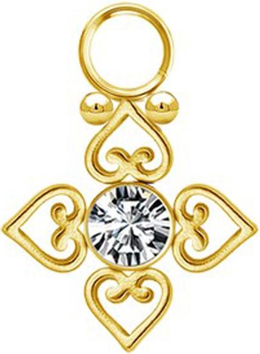 Produktbild Star Piercing Anhänger vergoldet Kristall silber vier filigrane Herzen (ohne Messing, Chirurgenstahl 316L)