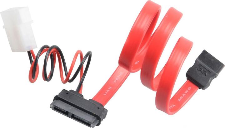Actual product image Akasa SATA combo cable Slimline to SATA / Molex (40 cm, SATA III)