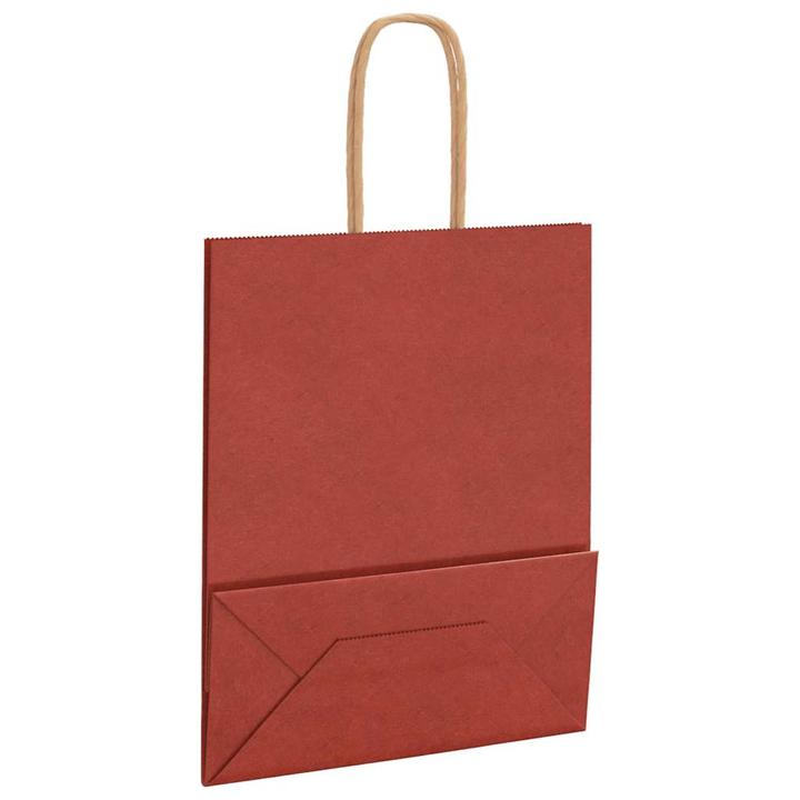 Actual product image VidaXL Kraft paper bags 50 pcs. with handle red 18x8x22 cm paper bag (Gift bag, 50 x)