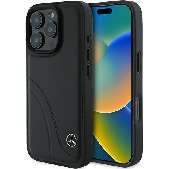 Mercedes MEHCP16X23RBCSK iPhone 16 Pro Max 6.9" czarny/black hardcase MB Curved Stitches Leather (Apple iPhone 16 Pro Ma...