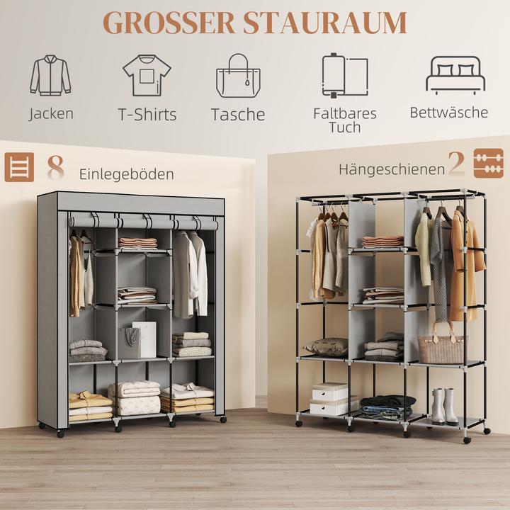 Immagine prodotto Homcom Stoffschrank Stahl, Vliesstoff Hellgrau