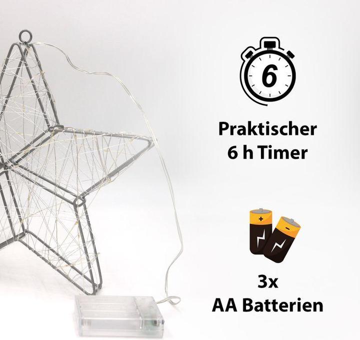 Image du produit Hermex Étoile de Noël à LED Étoile lumineuse en métal Étoile en fil métallique