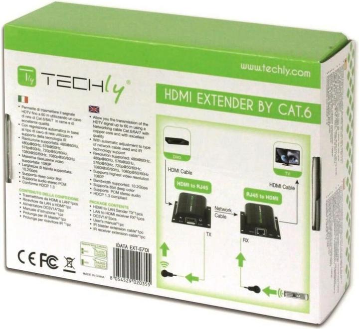 Image du produit Techly Extender HDMI via câble Cat RJ45 (0.07 m)