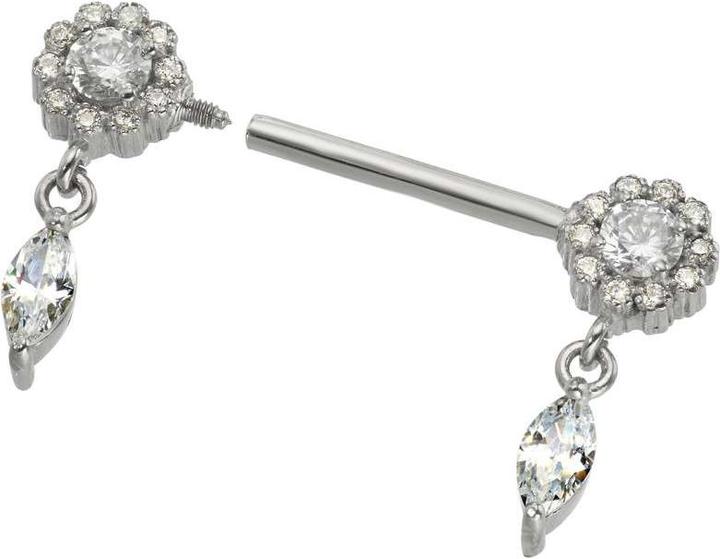 Image du produit Bijouteria Piercing poitrine (Cristallin, Acier chirurgical 316L)