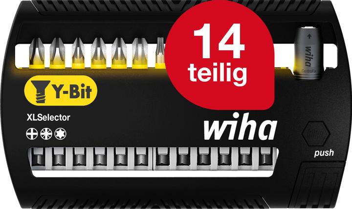 Produktbild Wiha Bit Set XLSelector Y-Bit 13tlg 50 mm PH, Pozidriv, TORX 1/4" E6,3 magnetischer Bithalter (Kreuz Phillips PH, Kreuz Pozidriv PZ)