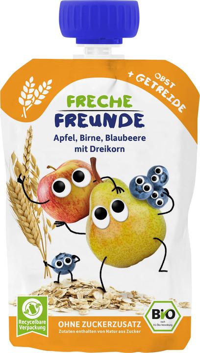 Produktbild Freche Freunde Quetschmus Apfel Birne Blaubeere mit Dreikorn (100 g)