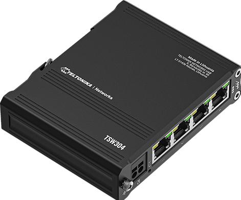 Productafbeelding Teltonika TSW304 4-poorts Gigabit industriële onbeheerde schakelaar DIN RAIL (4 ports)