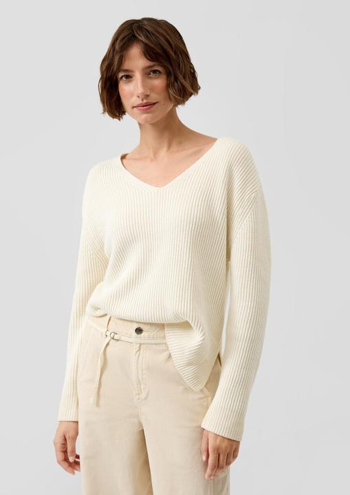 Produktbild s.Oliver Strickpullover Weicher Baumwollmix-Strickpullover im Relaxed Fit mit V-Ausschnitt (40)
