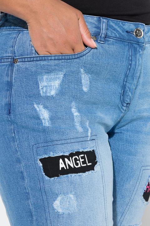 Actual product image Angel of Style Boyfriend-Jeans, destroyed mit Prints, 5-Pocket (46)