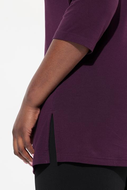 Image du produit Ulla Popken T-shirt manches 3/4, profond décolleté rond (46, 48)