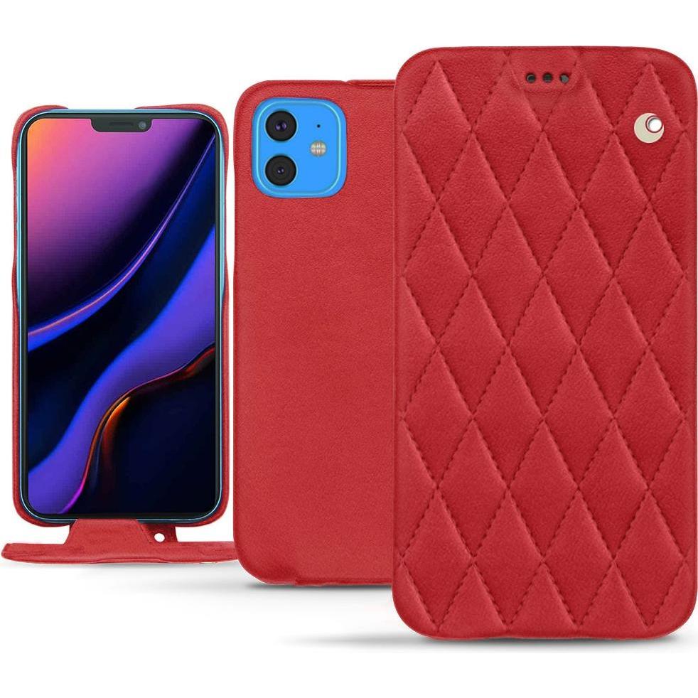 Noreve Lederschutzhülle vertikal (Apple iPhone 11), Smartphone Hülle, Rot