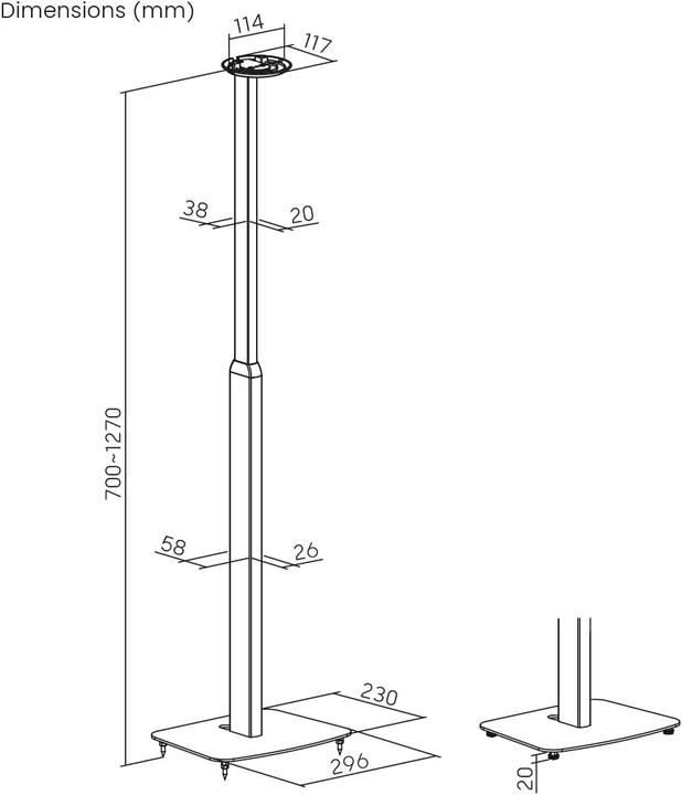 Actual product image Me and My Load: 3 kg, height: 700 - 1270 mm, content: 2 pieces, black (1 pair, Stand, Height-adjustable)