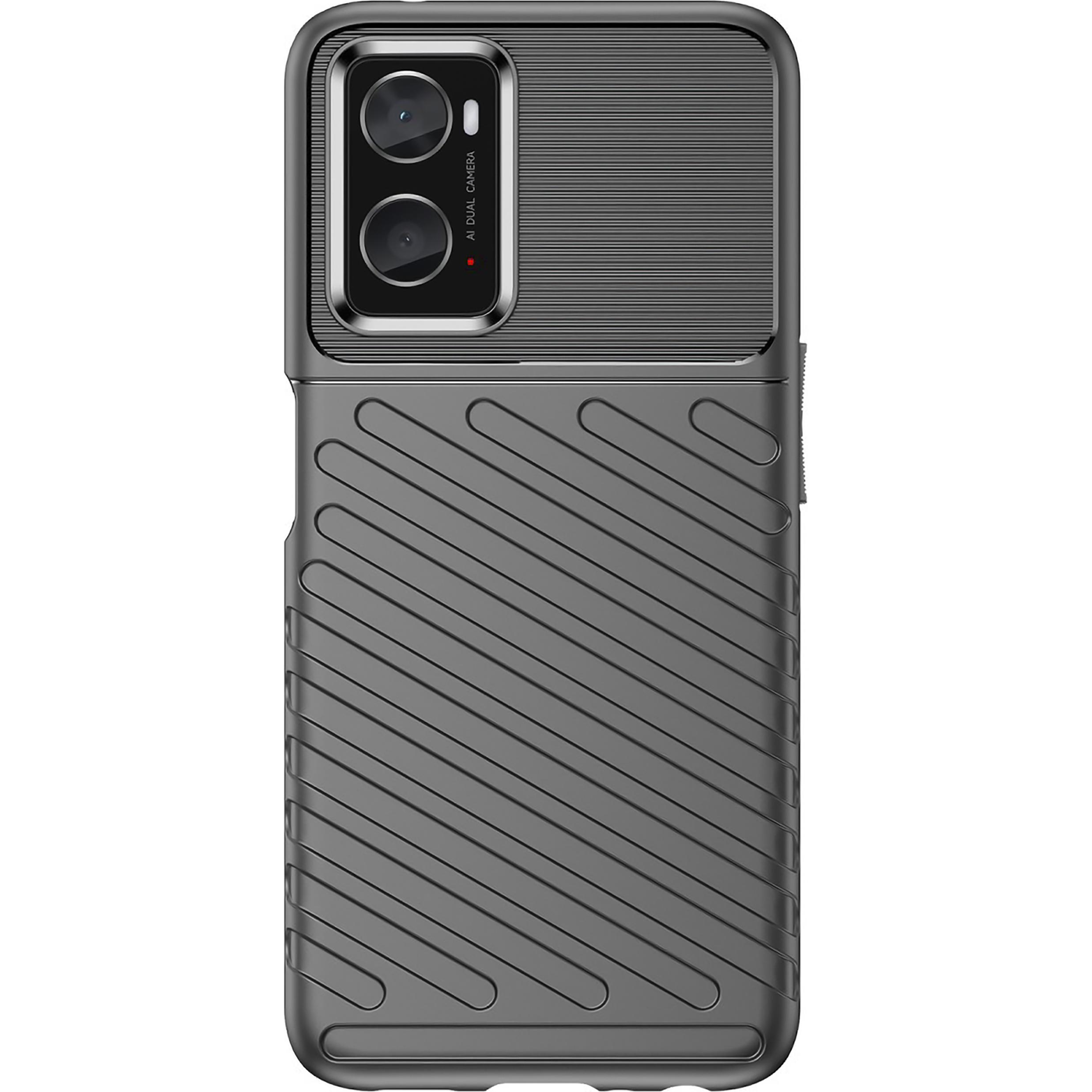Cazy Hülle Kompatibel mit Oppo A96 - Schützhulle Griff Back Cover TPU - (Oppo A96), Smartphone Hülle, Schwarz