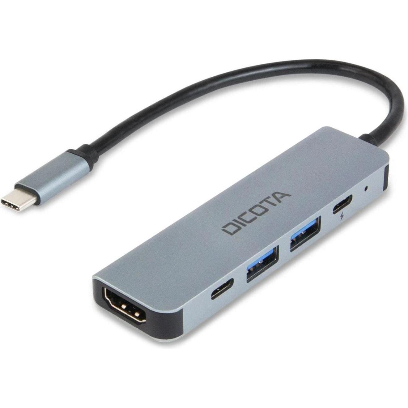 Dicota USB-C 5-in-1 Video Hub 4K (USB-C, 5 Ports), Dockingstation + USB Hub, Silber