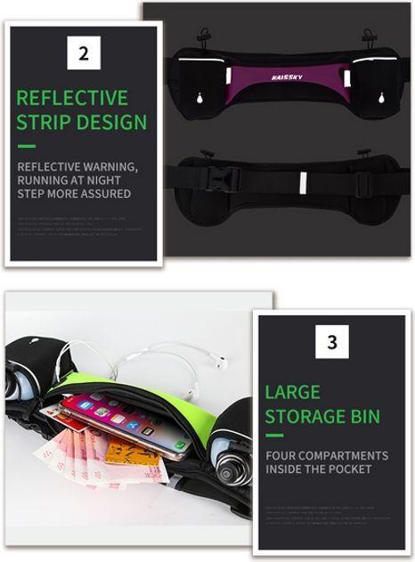Actual product image Haissky Universal sports fanny pack incl. water bottles