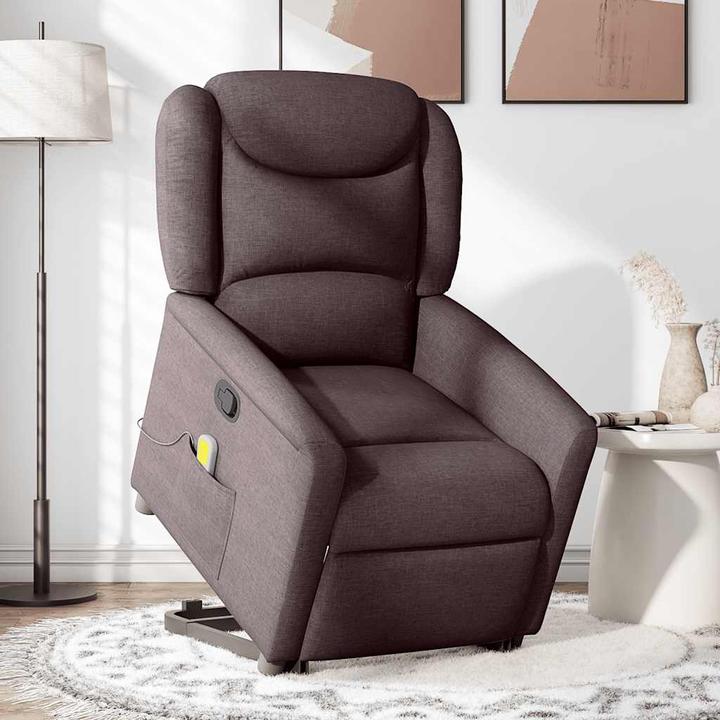 Actual product image VidaXL Massage chair with stand-up aid dark brown fabric