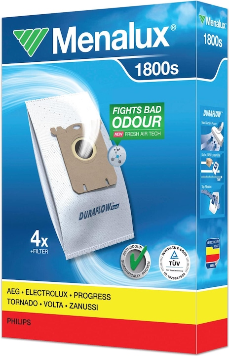 Actual product image Menalux 1800, 5 Vacuum Cleaner Bags, Duraflow Fresh with Anti-Odour, Suitable for s-Bag, UltraSilenc (5 x)