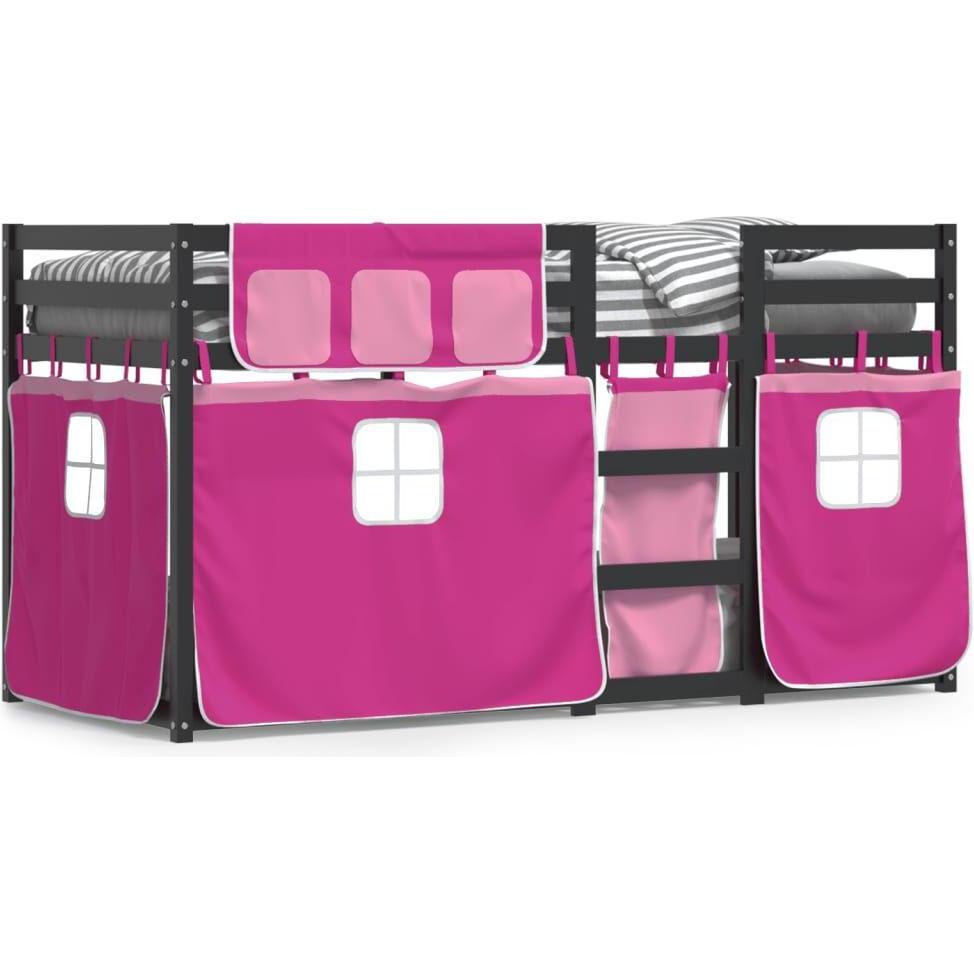 VidaXL, Bett, Etagenbett mit Vorhängen Rosa (90 x 200 cm)