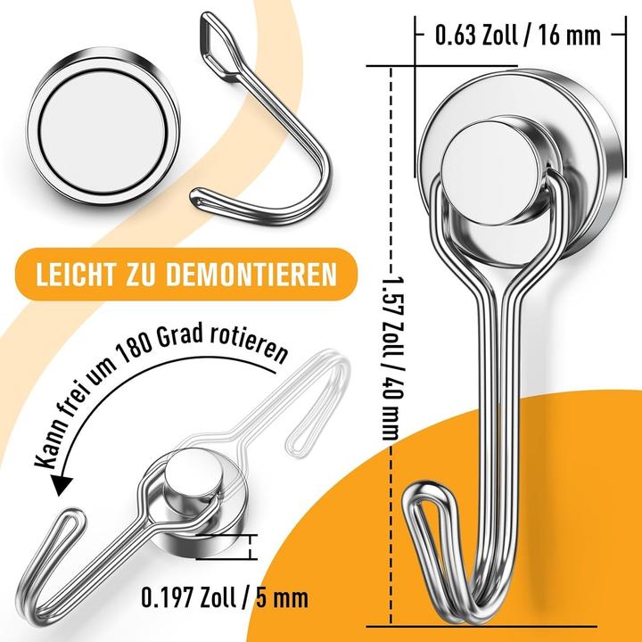 Produktbild Swissdetector Magnetischer Haken (4er-Set) - Multifunktional - 8kg (4x)