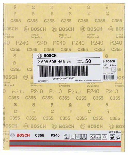 Immagine prodotto Bosch Professional Zubehör Foglio abrasivo C355, foglio abrasivo in carta, 230 x 280 mm, 240 (240)