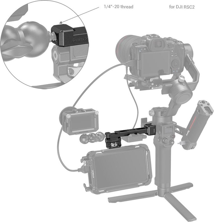 Actual product image SmallRig Monitor Mount with NATO Clamp for DJI RS 2/RSC 2 - 3026 (Gimbal mount)