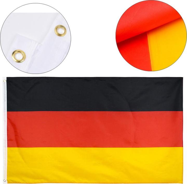 Produktbild Lobwerk Deutschland Germany Flagge mit Ösen Fahne 150x90 Metalösen Wetterfest Fahnenmast (150 x 90 cm)