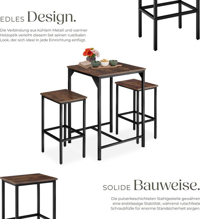 Image du produit tectake Ensemble de bar Inverness (60 x 60 x 91 cm)