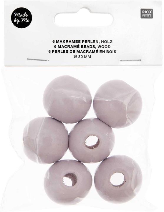 Actual product image Rico Design Wooden beads macramé light gray, 6 pieces