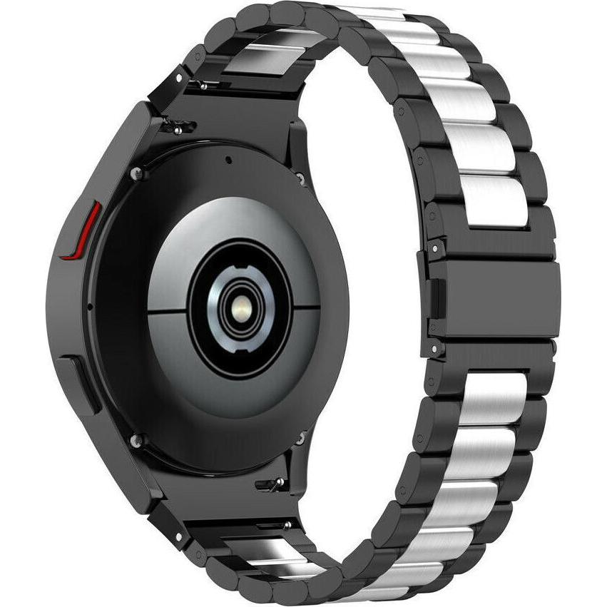 Strap-it Stahlgliederband (20 mm, Edelstahl), Uhrenarmband, Schwarz, Silber, Mehrfarbig