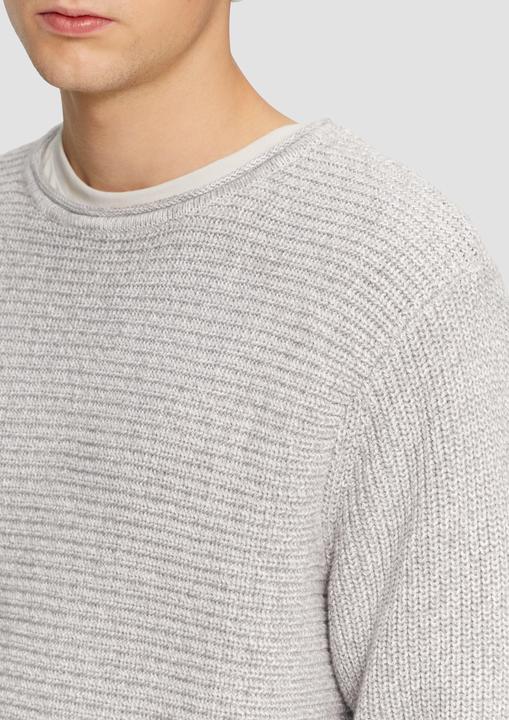 Produktbild s.Oliver Strickpullover Melierter Strickpullover mit Rippstruktur (XXL)