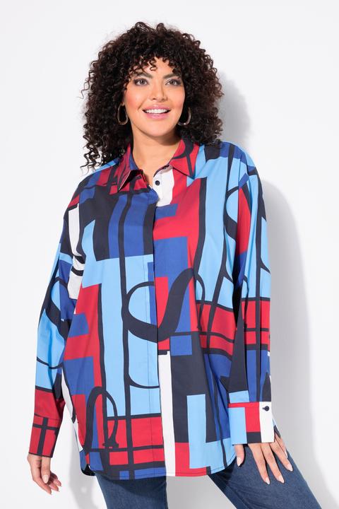 Produktbild Ulla Popken Hemdbluse, Colorblocking, Oversized, Hemdkragen, Langarm (46, 48)
