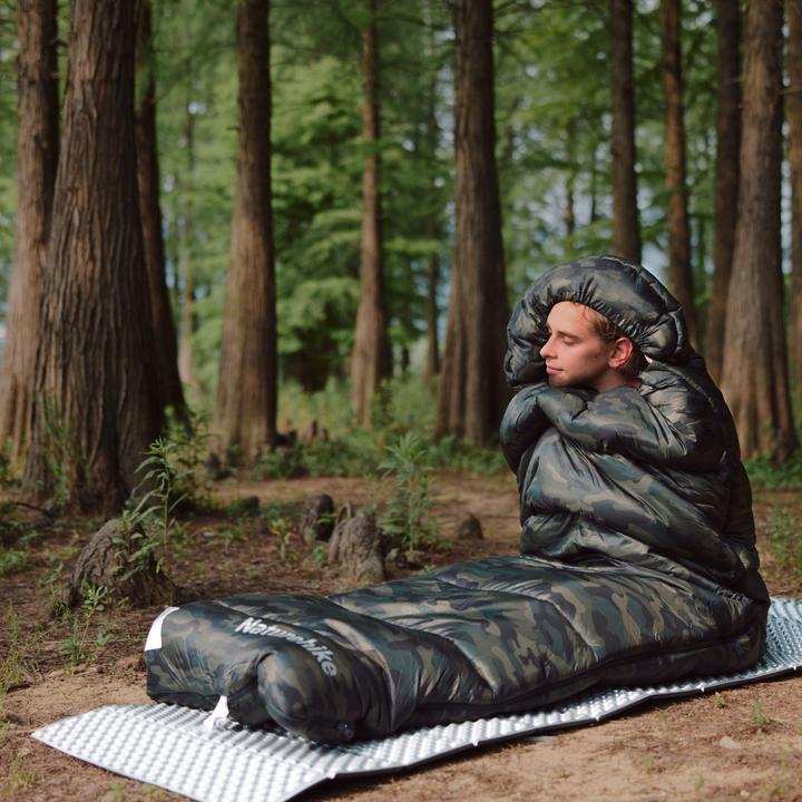 Actual product image Naturehike Warmy square with hat warming cotton sleeping bag M400/Green/right